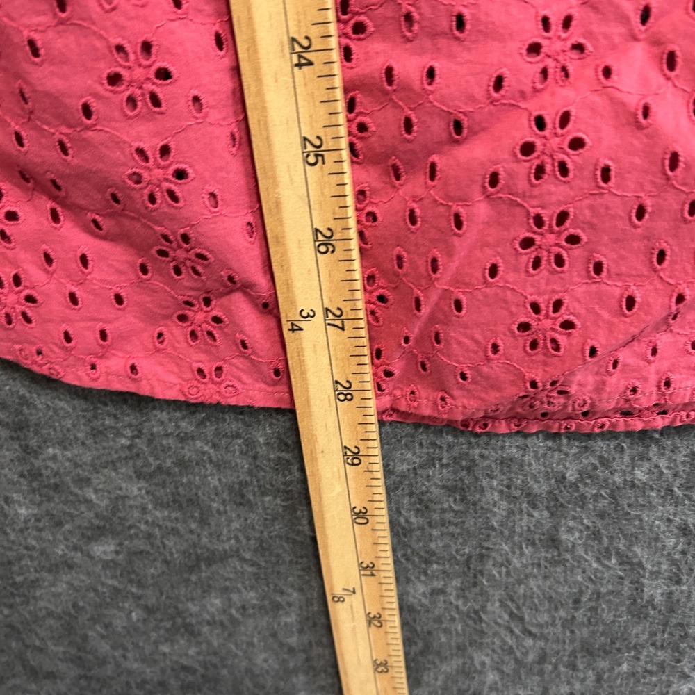 Chaps Tunic Top Women 2X Pink Eyelet Boho Peasant Cottagecore Henley Pullover - Picture 7 of 9